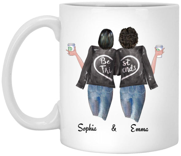 Custom Friendship Mug| Sisters Forever, Choose Name Hairs & Quotes, Personalize Mug For Sister, Mom