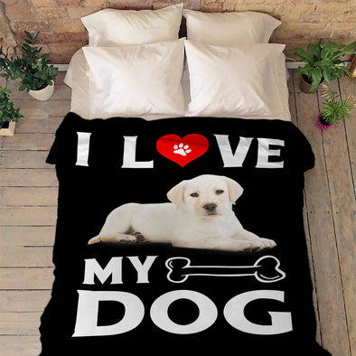 "I Love My Dog" Customized Fleece Blanket