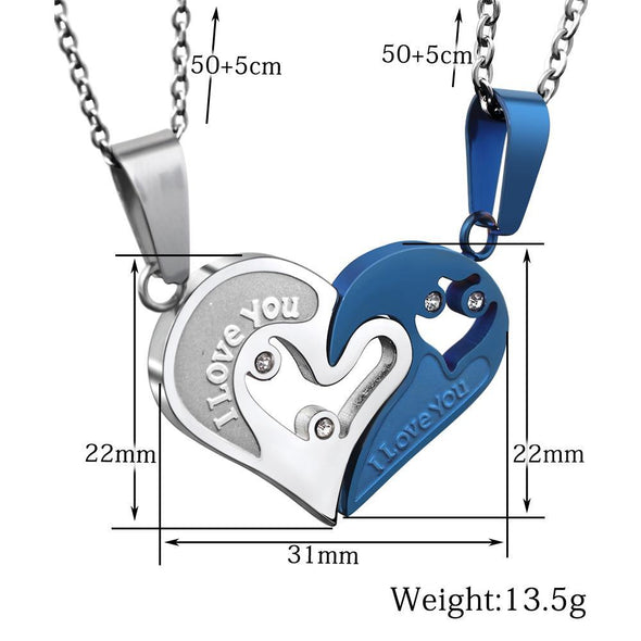 Heart Puzzle Matching Couple Necklace