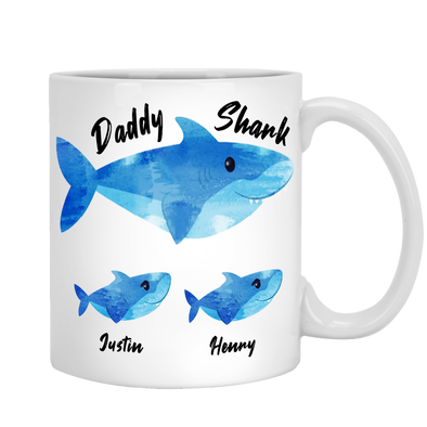 Daddy Shark Custom Mug With Kids Name