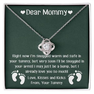DEAR MOMMY, LOVE KNOT NECKLACE FOR MOMMY TO BE, GIFT FOR NEW MOM, BIRTHDAY, MOTHER'S DAY GIFT FOR HER, NECKLACE WITH MESSAGE CARD