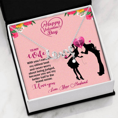 My Dear Wife, You Are My Better Half In Truest Sense, Couple Necklace, Jewelry, Scripted Love Necklace, Birthday, Necklace With Message Card, Accessories