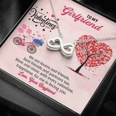 To My Girlfriend, Soulmate, Happiness For Me Is Loving You, Couple Gifts, Infinity Necklace, Silver Pendant For Wife, Necklace With Message Card For Birthday