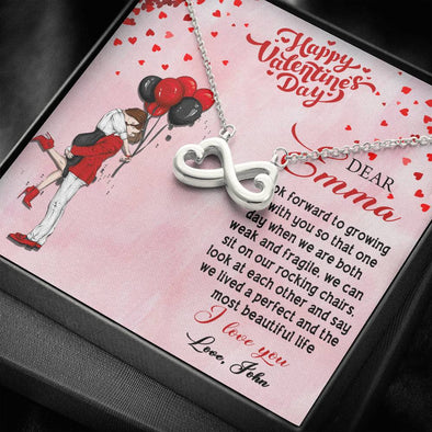 My Dear Wife, I Look Forward To Growing Old With You, Personalized Jewelry, Name Necklace, Customized Gift, Birthday, Accessories, Infinity Shape Necklace