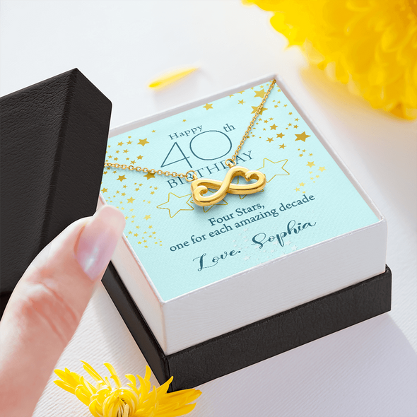 Customized Birthday Year & Name, Infinity Hearts Necklace, Gift For Mom/Wife/Girlfriend/Sister, Birthday Gift For Her, Necklace For Her, Precious Gift For Her, Jewelry For Her, Best Birthday Gift