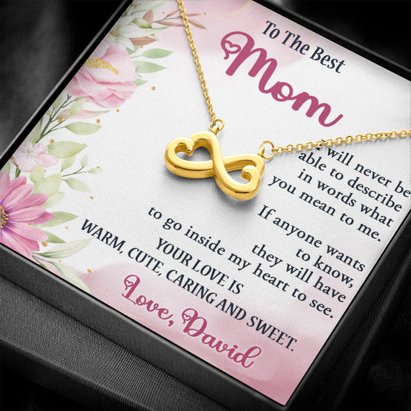 To The Best Mom, Infinity Hearts Necklace, Gift For Mom, Mother's Day Special Gift, Mom's Birthday Gift, Custom Pendant For Mom, Necklace For Mom, Precious Gift For Mom
