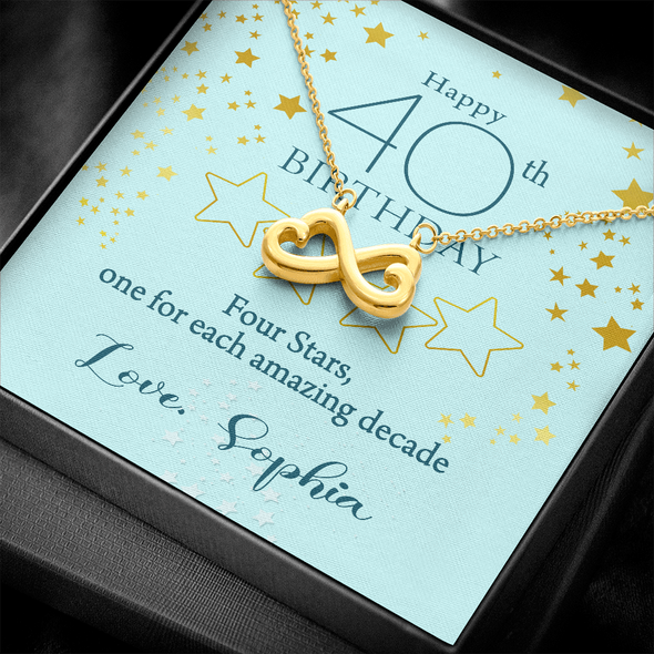 Customized Birthday Year & Name, Infinity Hearts Necklace, Gift For Mom/Wife/Girlfriend/Sister, Birthday Gift For Her, Necklace For Her, Precious Gift For Her, Jewelry For Her, Best Birthday Gift