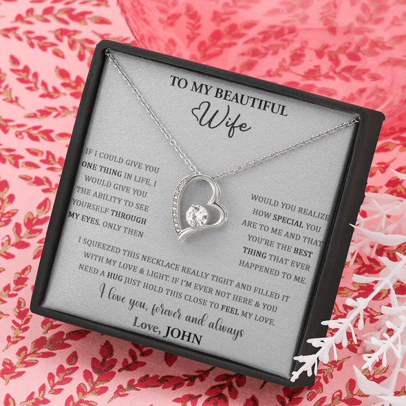 To My Beautiful Wife, Forever Love Necklace, Customized Pendant For Her, Jewelry For Her, Birthday Gift, Anniversary, Christmas, Gift For Her, Valentine's Day