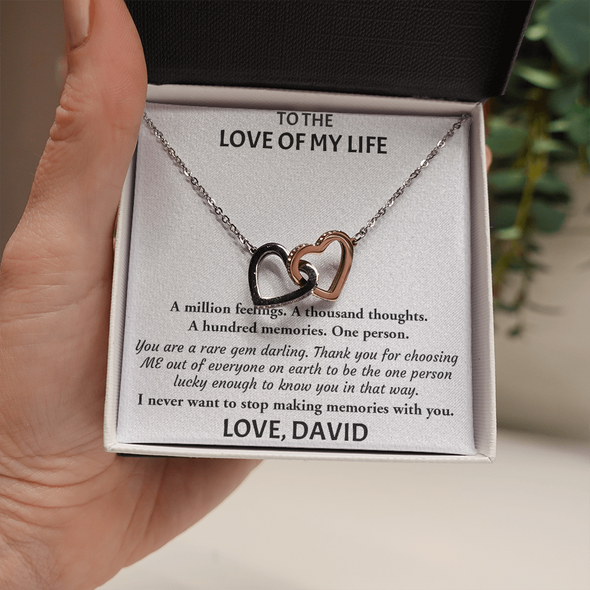 Customized Pendant To Love Of My Life, Interlocking Hearts Necklace, Gift For Her, Birthday Gift, Christmas, Anniversary, Gift For Her, Valentine's Day, Jewelry For Her