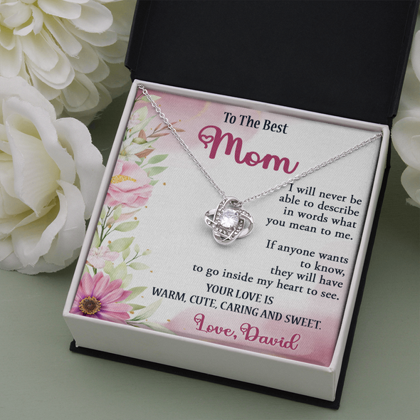 To The Best Mom, Love Knot Necklace, Gift For Mom, Mother's Day Special Gift, Mom's Birthday Gift, Custom Pendant For Mom, Necklace For Mom, Precious Gift For Mom