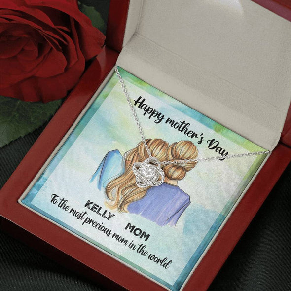 Happy Mother's Day To The Most Precious Mom In The World, Customized Necklace With Message Card, Mother/Daughter Personalized Gift, Gift For Mother's Day