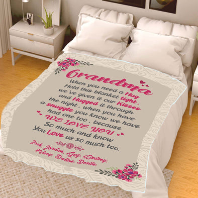 "We Love You" Grandma Customized Blanket For Grandma/Grandpa/Mamma/Papa/Auntie