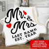 Mr And Mrs Personalized Blanket With Name And Wedding Year
